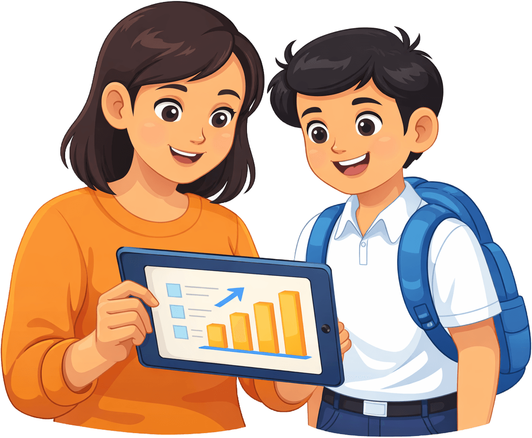 Ilustrasi dashboard perkembangan belajar anak